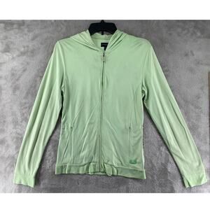 Burberry Golf Womens M Green Full Zip Hooded Jacket Equestrian Knight Y2K